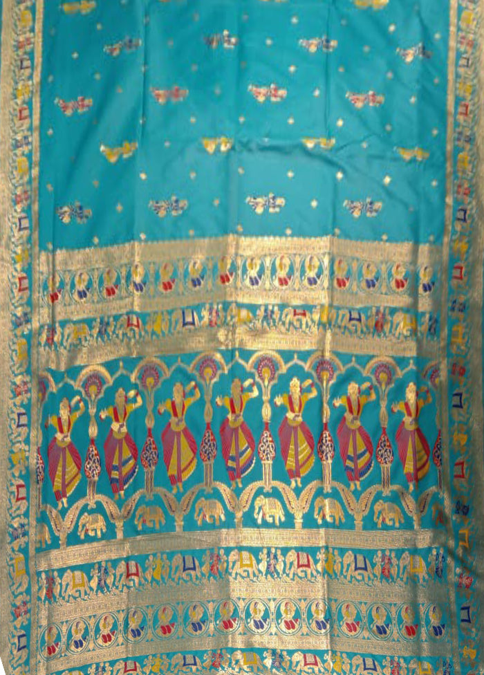 Green Baluchari Silk Saree With Blouse Piece