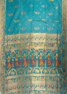Green Baluchari Silk Saree With Blouse Piece
