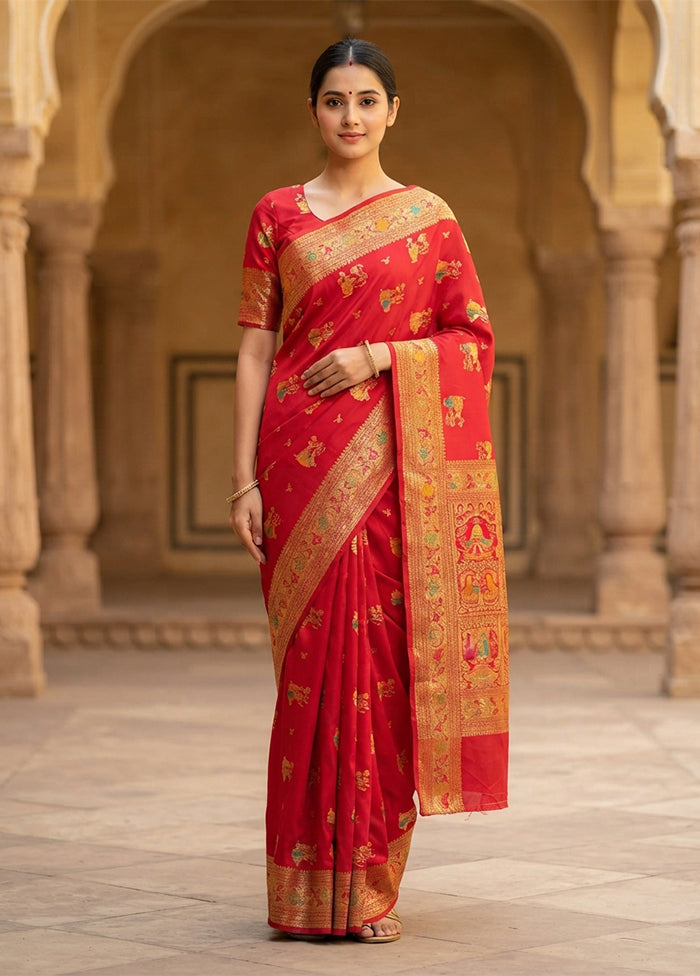 Pink Baluchari Silk Saree With Blouse Piece