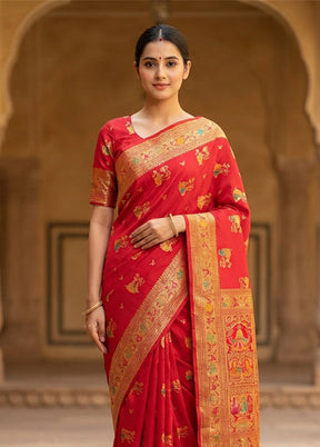 Pink Baluchari Silk Saree With Blouse Piece