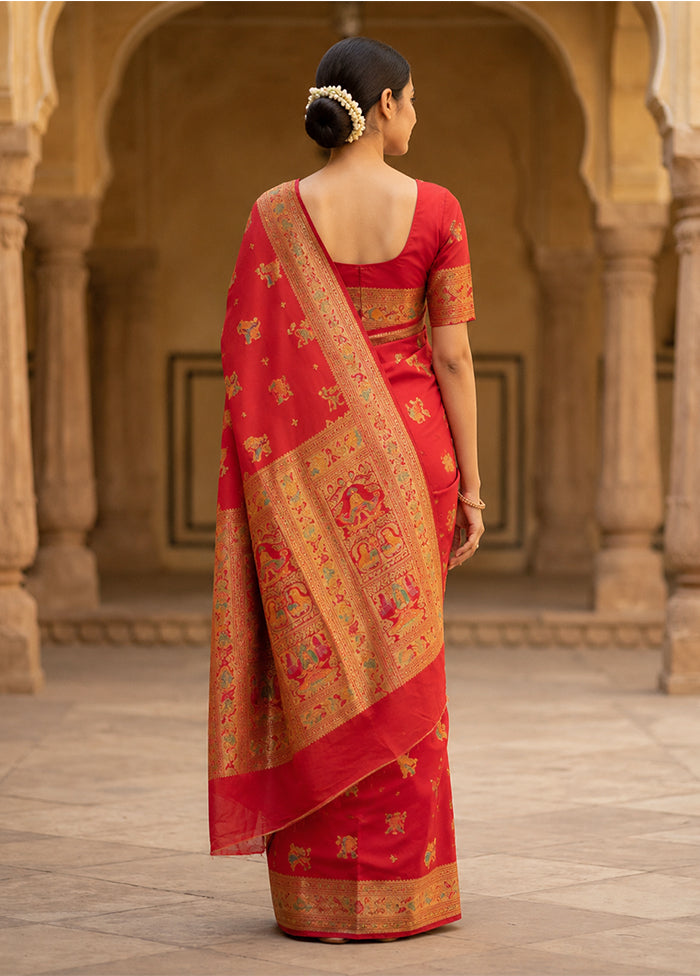 Pink Baluchari Silk Saree With Blouse Piece