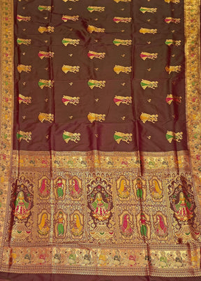 Purple Baluchari Silk Saree With Blouse Piece