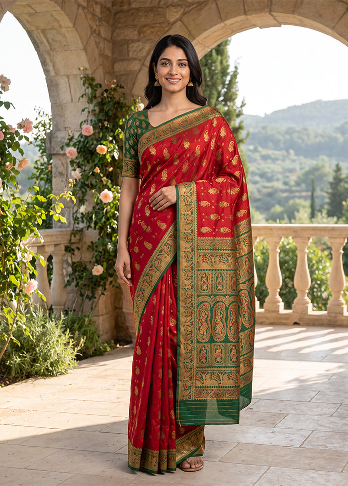 Pink Baluchari Silk Saree With Blouse Piece