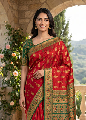 Pink Baluchari Silk Saree With Blouse Piece
