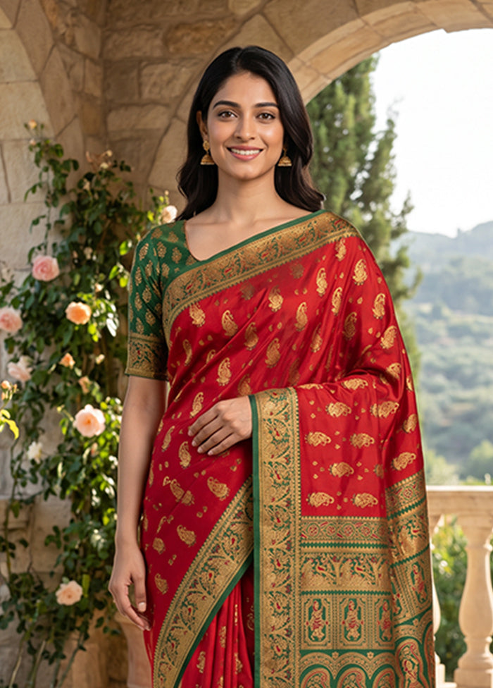 Pink Baluchari Silk Saree With Blouse Piece