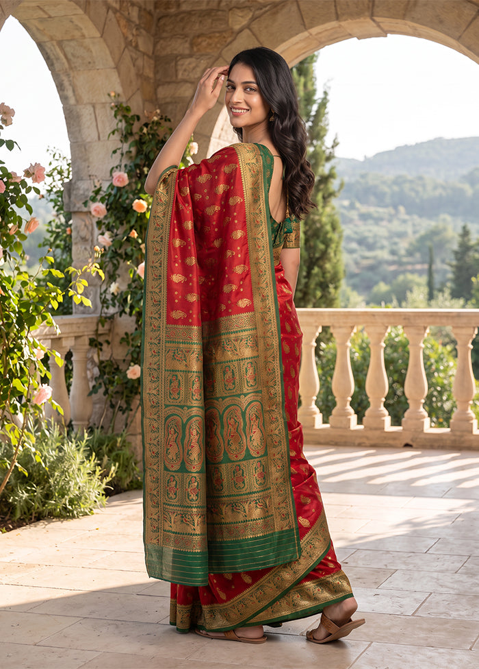 Pink Baluchari Silk Saree With Blouse Piece