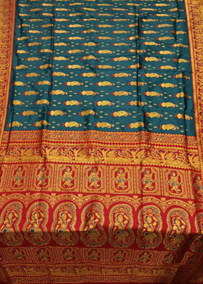 Blue Baluchari Silk Saree With Blouse Piece