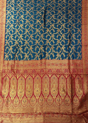 Blue Baluchari Silk Saree With Blouse Piece
