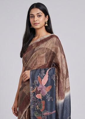 Multicolor Tussar Silk Saree With Blouse Piece
