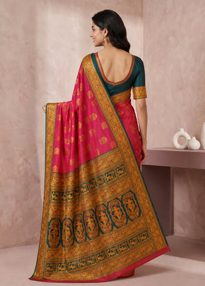 Pink Baluchari Silk Saree With Blouse Piece