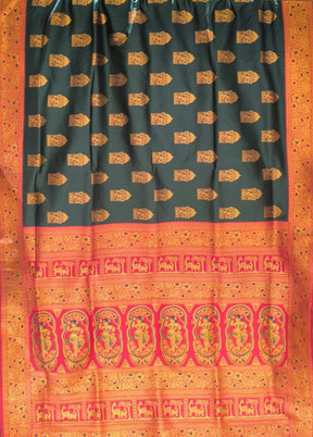 Green Baluchari Silk Saree With Blouse Piece
