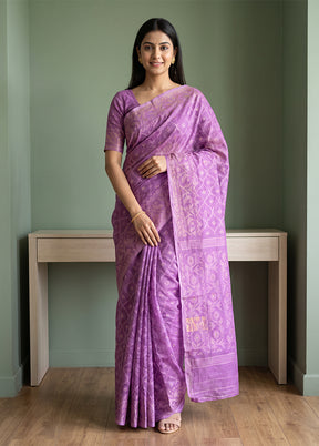 Pink Jamdani Cotton Saree Without Blouse Piece