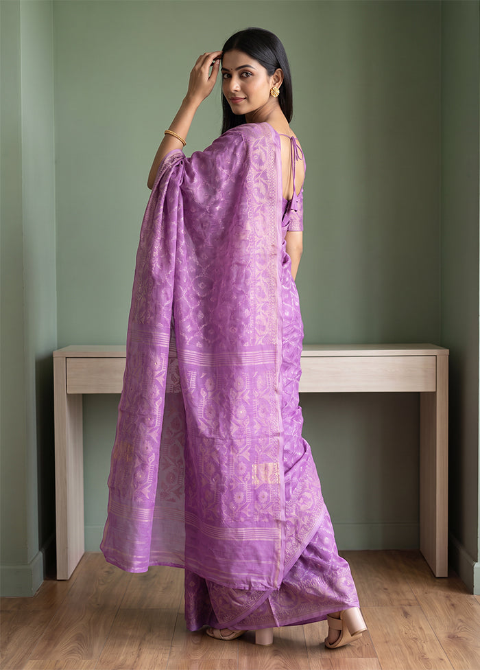 Pink Jamdani Cotton Saree Without Blouse Piece