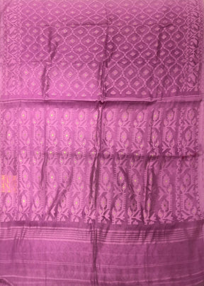 Pink Jamdani Cotton Saree Without Blouse Piece