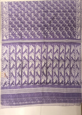 Purple Jamdani Cotton Saree Without Blouse Piece