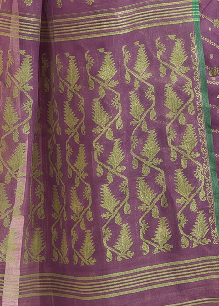 Purple Jamdani Cotton Saree Without Blouse Piece
