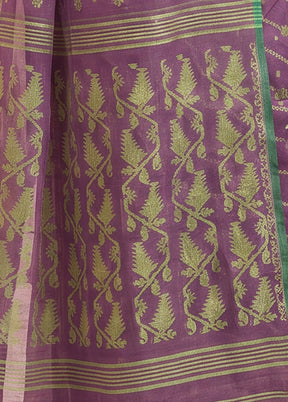 Purple Jamdani Cotton Saree Without Blouse Piece