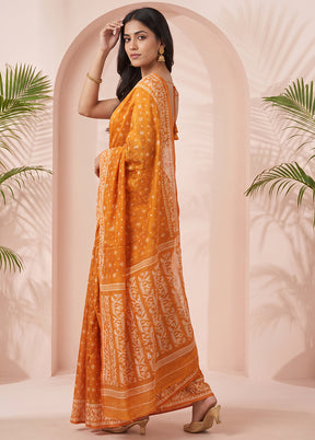 Rust Jamdani Cotton Saree Without Blouse Piece