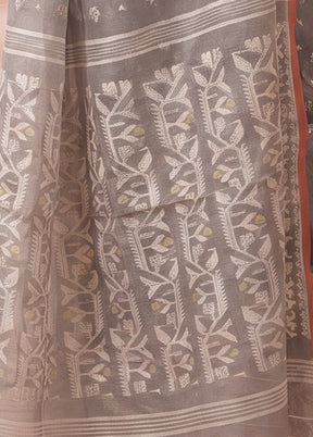 Blue Jamdani Cotton Saree Without Blouse Piece