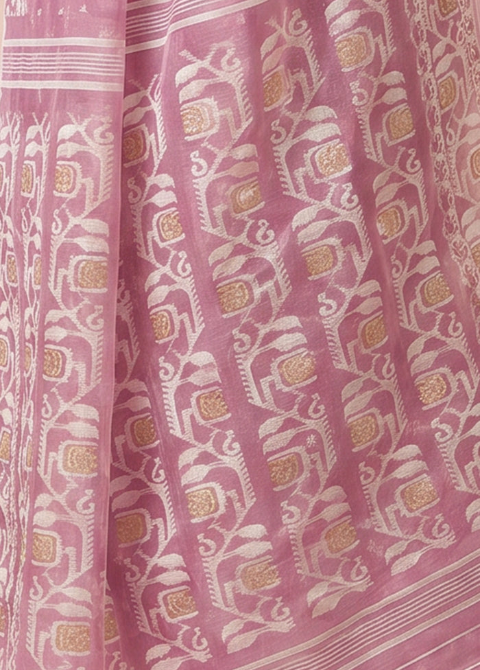 Purple Jamdani Cotton Saree Without Blouse Piece