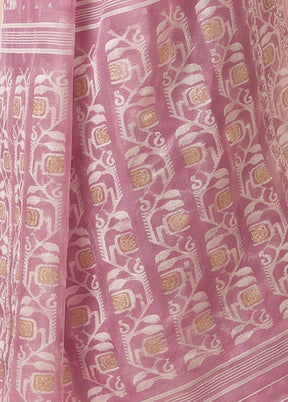 Purple Jamdani Cotton Saree Without Blouse Piece