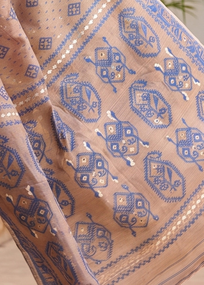 Pink Jamdani Cotton Saree Without Blouse Piece