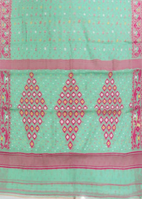 Green Jamdani Cotton Saree Without Blouse Piece