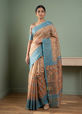 Cream Jamdani Cotton Saree Without Blouse Piece