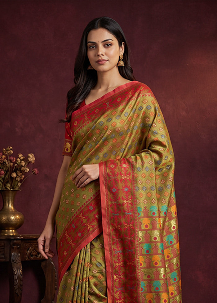 Green Jamdani Cotton Saree Without Blouse Piece