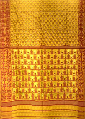 Yellow Jamdani Cotton Saree Without Blouse Piece