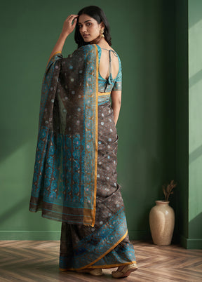 Black Jamdani Cotton Saree Without Blouse Piece