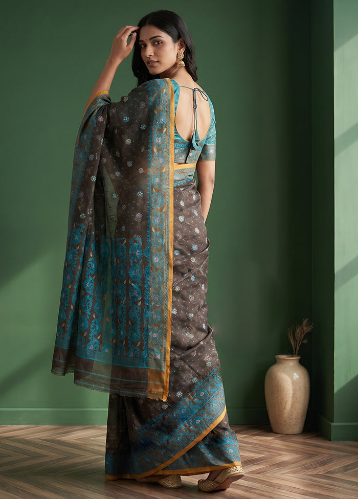 Black Jamdani Cotton Saree Without Blouse Piece