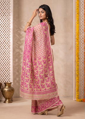 Grey Jamdani Cotton Saree Without Blouse Piece