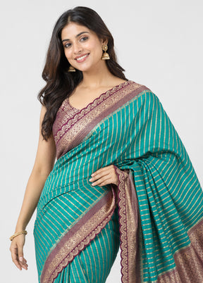 Green Dupion Silk Saree With Blouse Piece