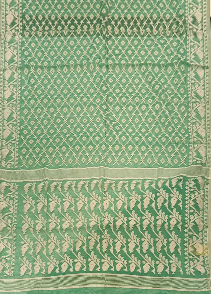 Green Jamdani Cotton Saree Without Blouse Piece