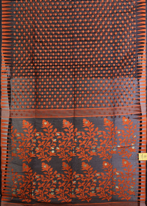 Black Jamdani Cotton Saree Without Blouse Piece