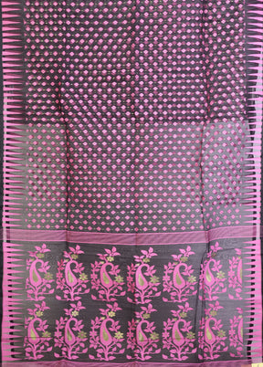 Black Jamdani Cotton Saree Without Blouse Piece