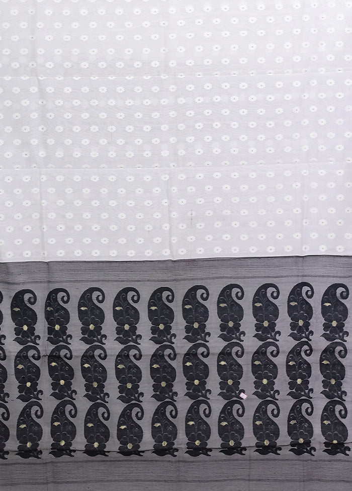 Grey Jamdani Cotton Saree Without Blouse Piece