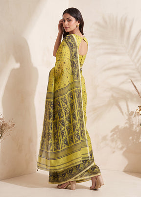 Green Jamdani Cotton Saree Without Blouse Piece