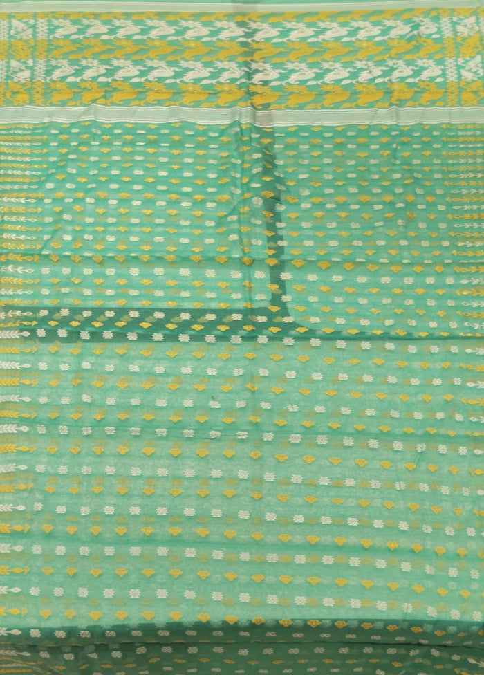 Green Jamdani Cotton Saree Without Blouse Piece