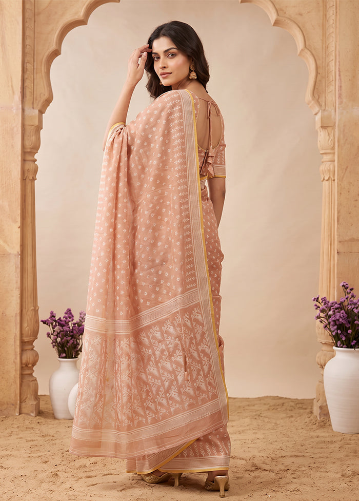 Pink Jamdani Cotton Saree Without Blouse Piece