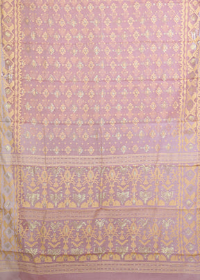 Pink Jamdani Cotton Saree Without Blouse Piece