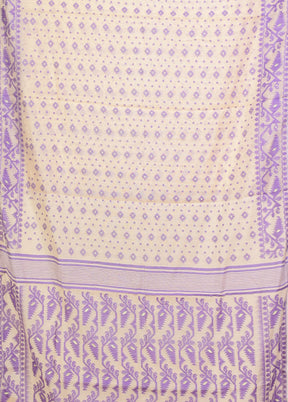 Cream Jamdani Cotton Saree Without Blouse Piece