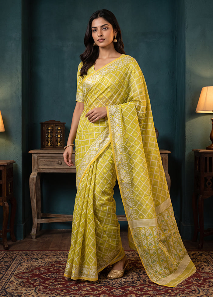 Green Jamdani Cotton Saree Without Blouse Piece