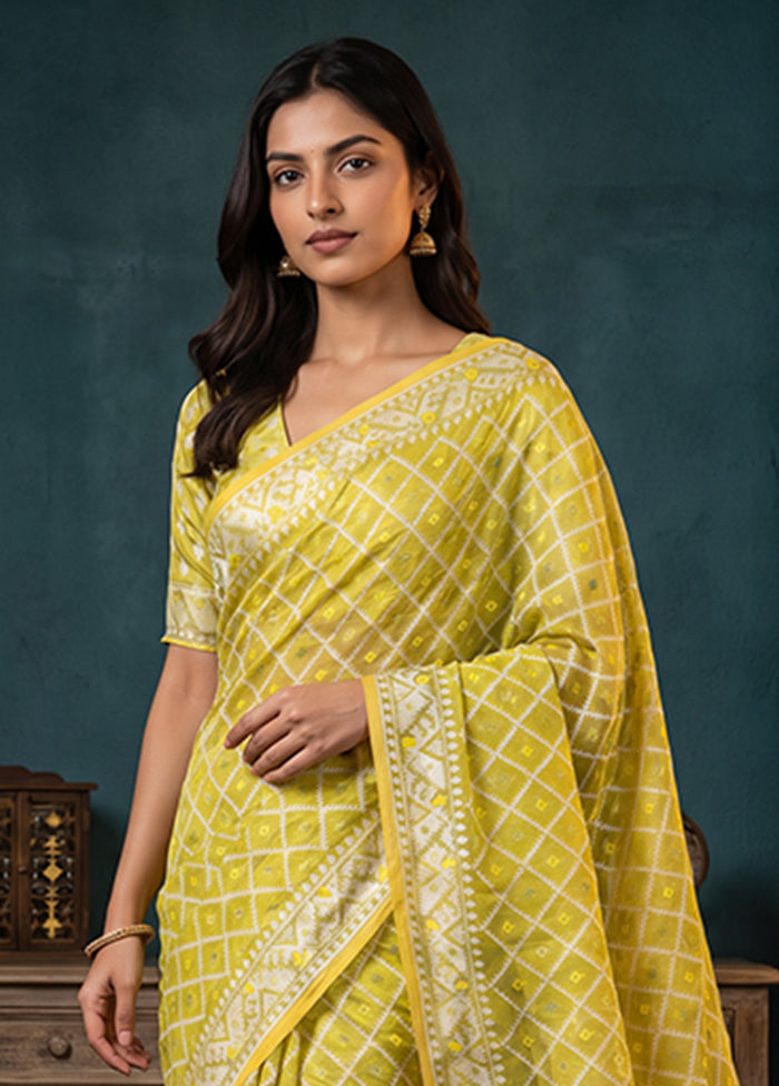 Green Jamdani Cotton Saree Without Blouse Piece