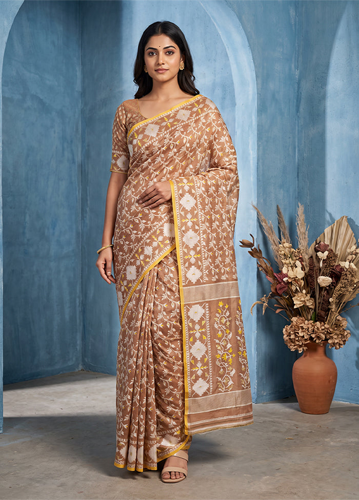 Pink Jamdani Cotton Saree Without Blouse Piece