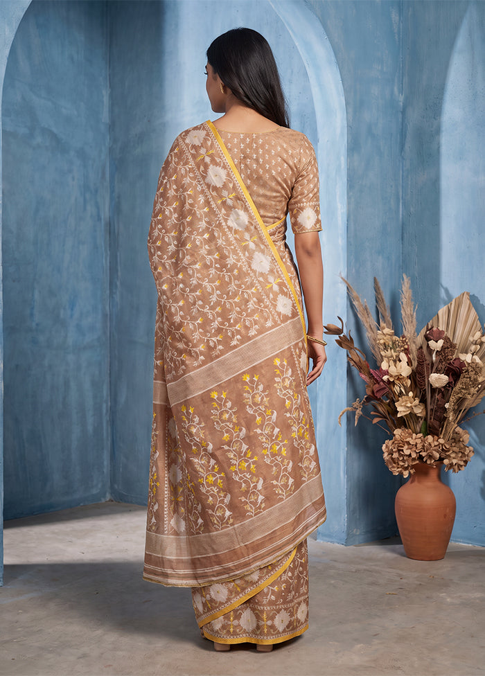 Pink Jamdani Cotton Saree Without Blouse Piece