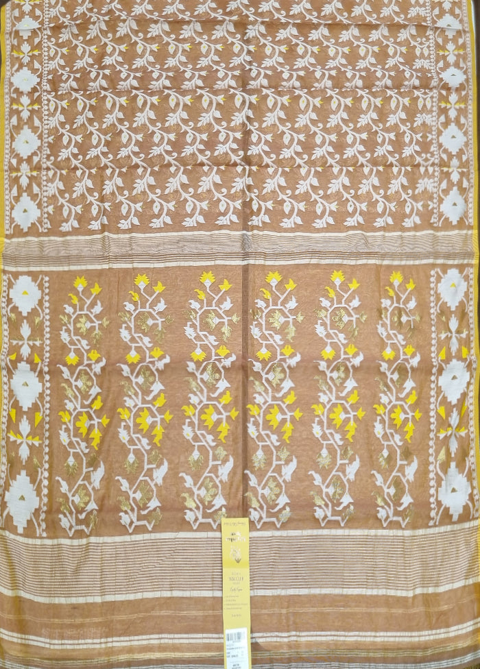 Pink Jamdani Cotton Saree Without Blouse Piece