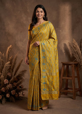 Yellow Jamdani Cotton Saree Without Blouse Piece