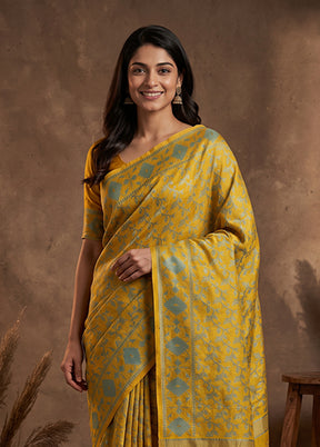 Yellow Jamdani Cotton Saree Without Blouse Piece
